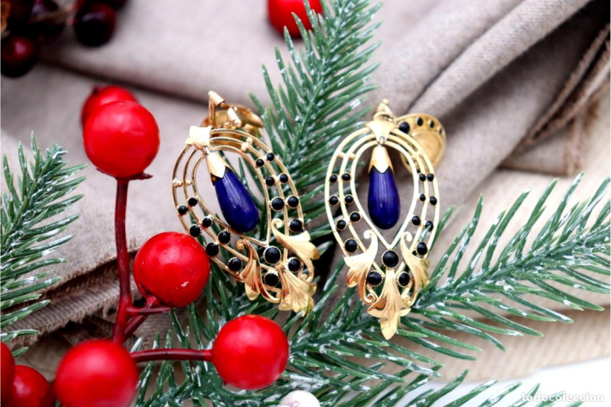 Joyeria: Pendientes en oro de 19,2K con lapisl&aacute;zuli. - Foto 7