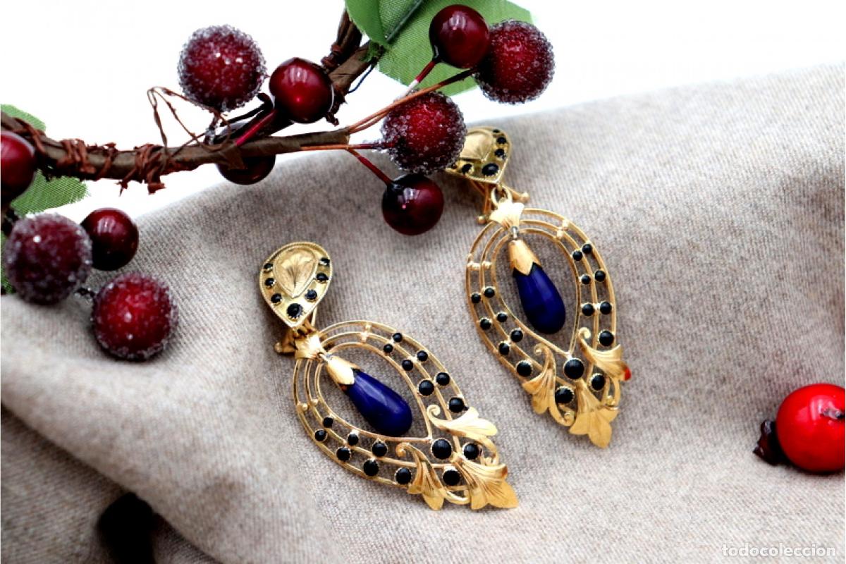 Joyeria: Pendientes en oro de 19,2K con lapisl&aacute;zuli. - Foto 1