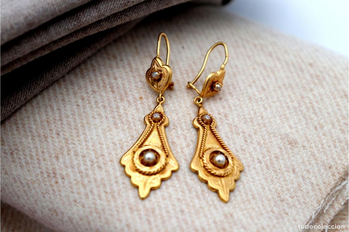Joyeria: Pendientes de oro de 19,2 quilates con perlas - Foto 3