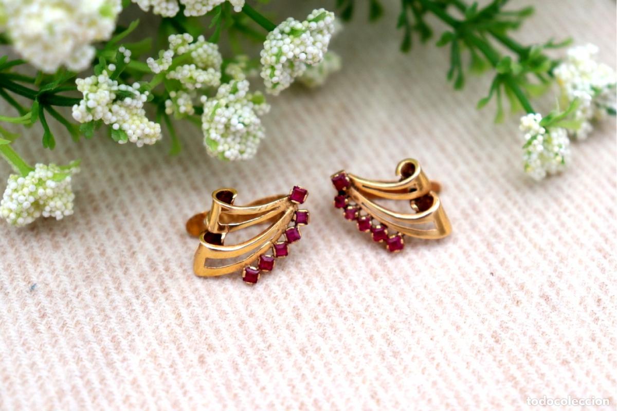 Joyeria: Pendientes de oro de 19,2 quilates con rub&iacute;es - Foto 3