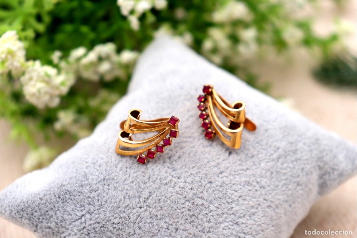 Joyeria: Pendientes de oro de 19,2 quilates con rub&iacute;es - Foto 4