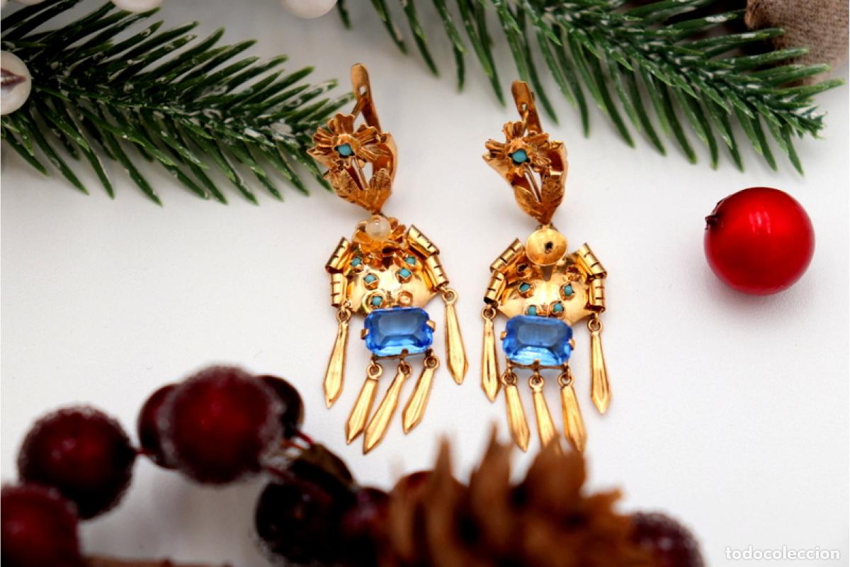 Joyeria: Pendientes de oro de 19,2 quilates con turquesa - Foto 2