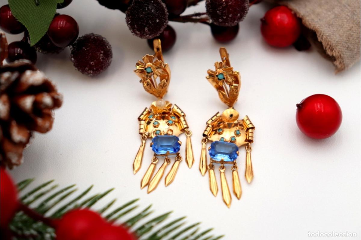 Joyeria: Pendientes de oro de 19,2 quilates con turquesa - Foto 3