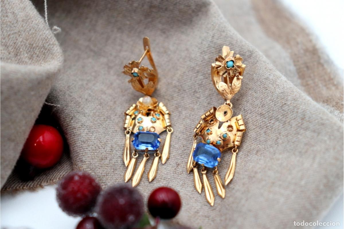 Joyeria: Pendientes de oro de 19,2 quilates con turquesa - Foto 4