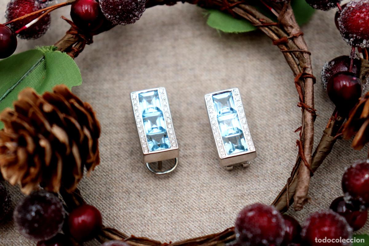 Joyeria: Pendientes en oro de 19,2K con diamantes y topacios. - Foto 6