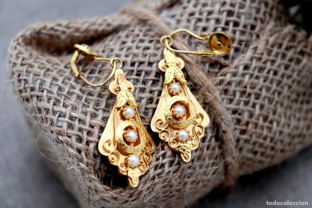 Joyeria: Pendientes de oro de 19,2 quilates con perlas - Foto 2