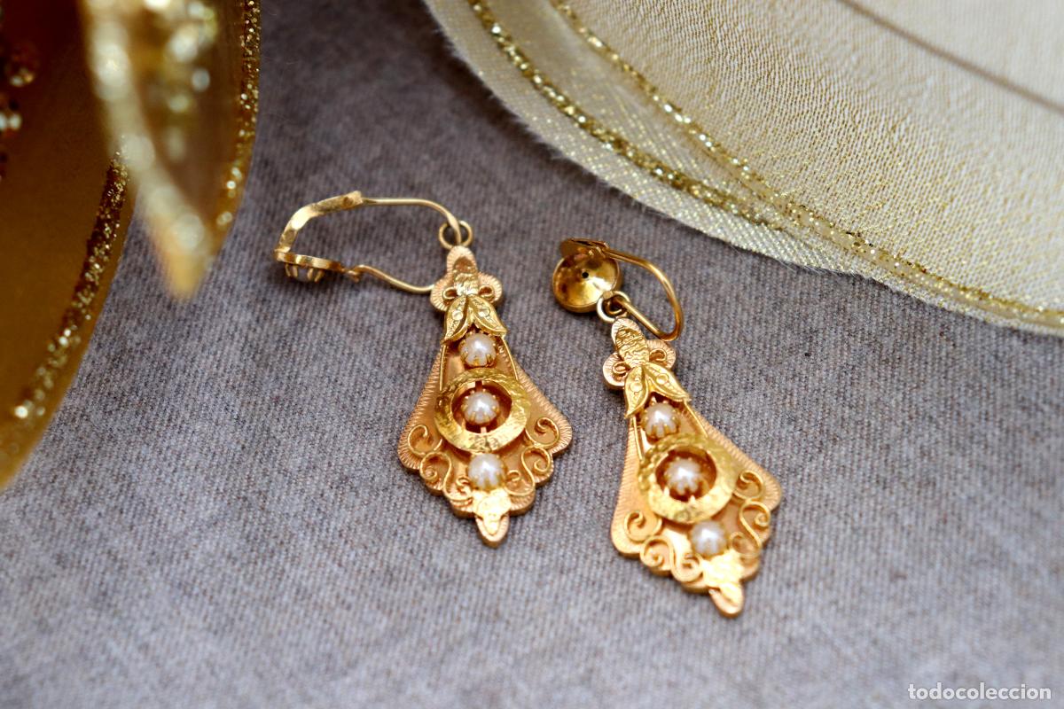 Joyeria: Pendientes de oro de 19,2 quilates con perlas - Foto 4