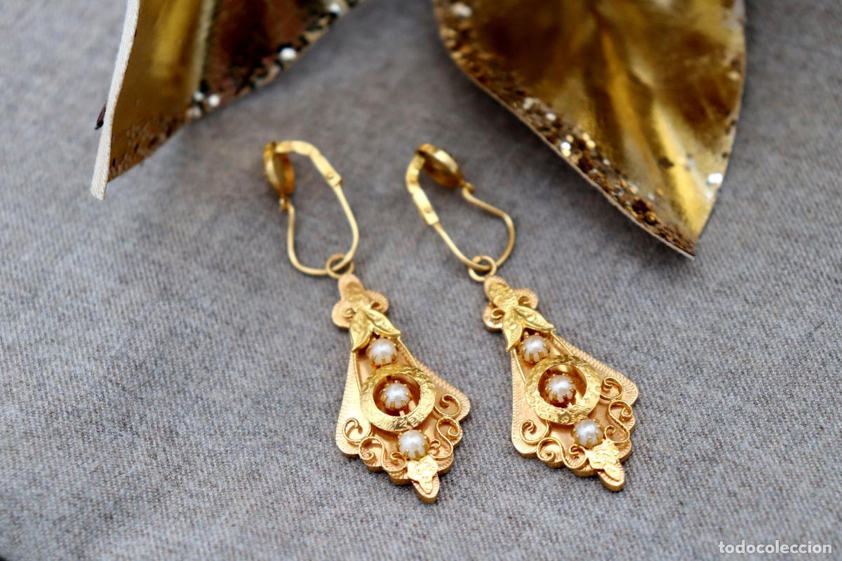 Joyeria: Pendientes de oro de 19,2 quilates con perlas - Foto 1