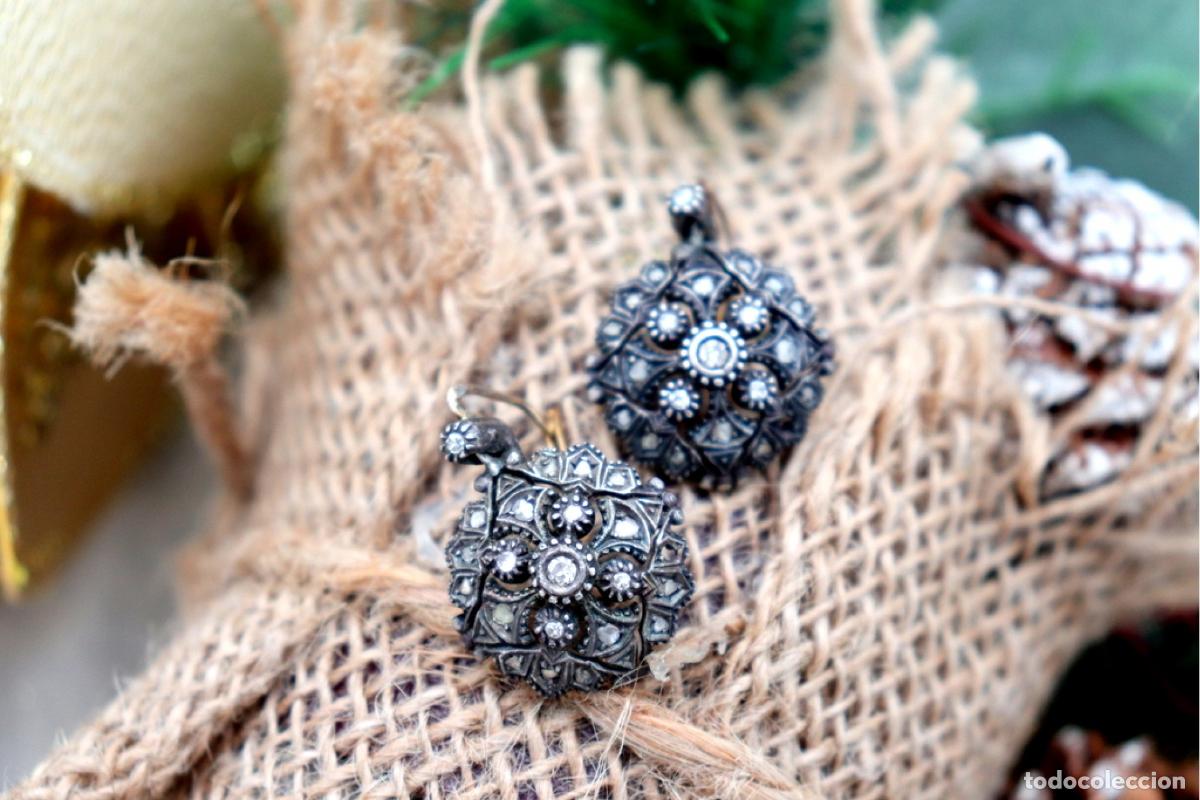 Joyeria: Pendientes en oro de 19,2K y plata con diamantes. - Foto 3