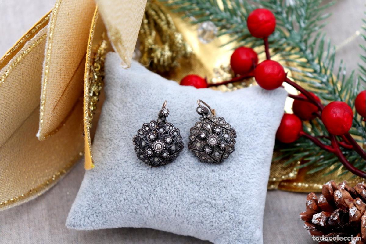 Joyeria: Pendientes en oro de 19,2K y plata con diamantes. - Foto 6