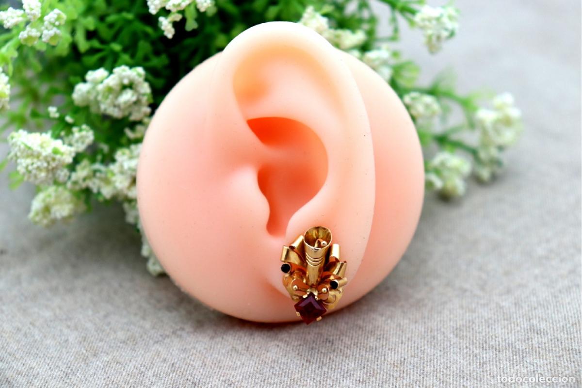 Joyeria: Pendientes de oro de 19,2 quilates con rub&iacute;es - Foto 3