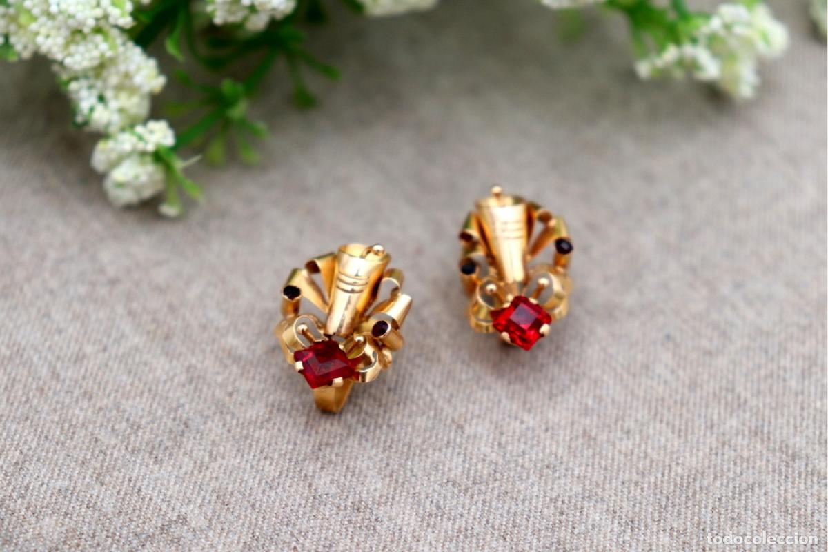 Joyeria: Pendientes de oro de 19,2 quilates con rub&iacute;es - Foto 4