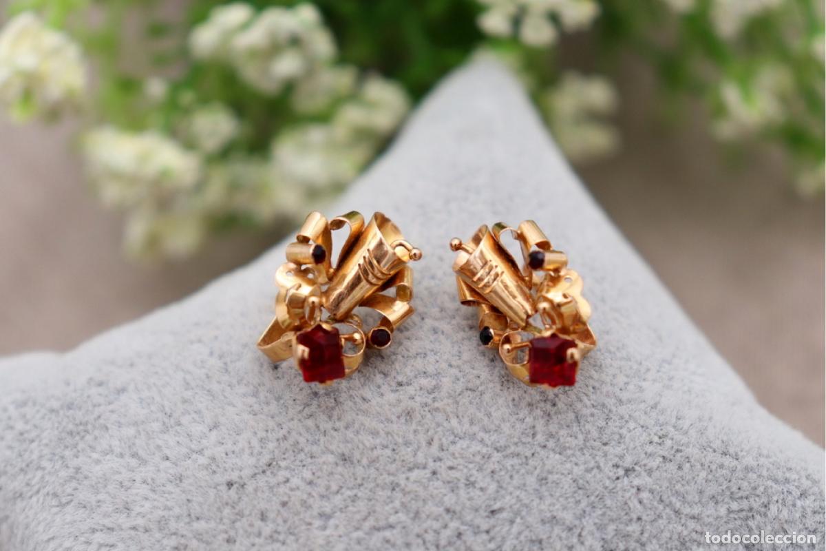 Joyeria: Pendientes de oro de 19,2 quilates con rub&iacute;es - Foto 7