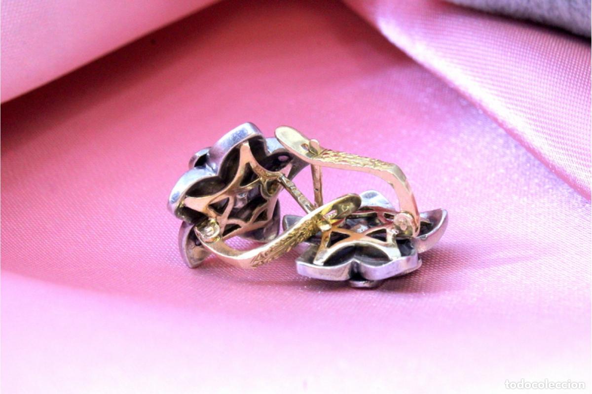 Joyeria: Pendientes en oro de 19,2K y plata con diamantes. - Foto 2
