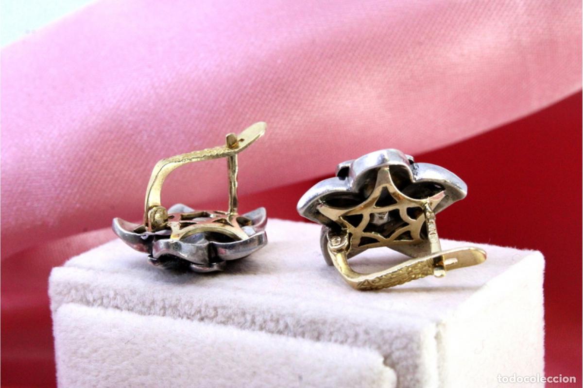 Joyeria: Pendientes en oro de 19,2K y plata con diamantes. - Foto 5
