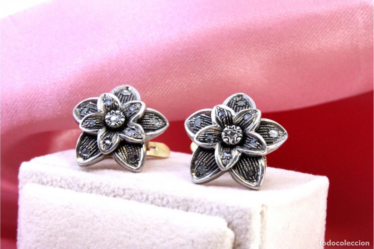 Joyeria: Pendientes en oro de 19,2K y plata con diamantes. - Foto 7
