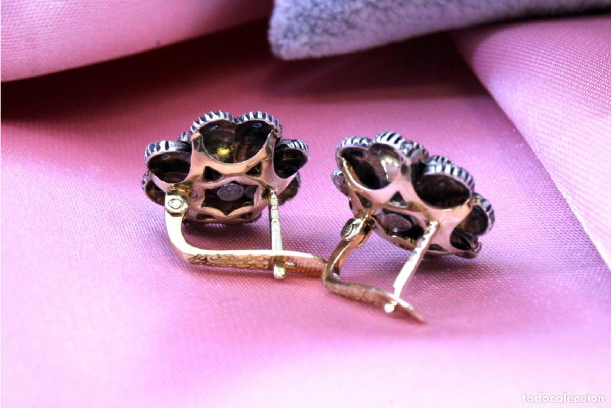 Joyeria: Pendientes en oro de 19,2K y plata con diamantes. - Foto 6