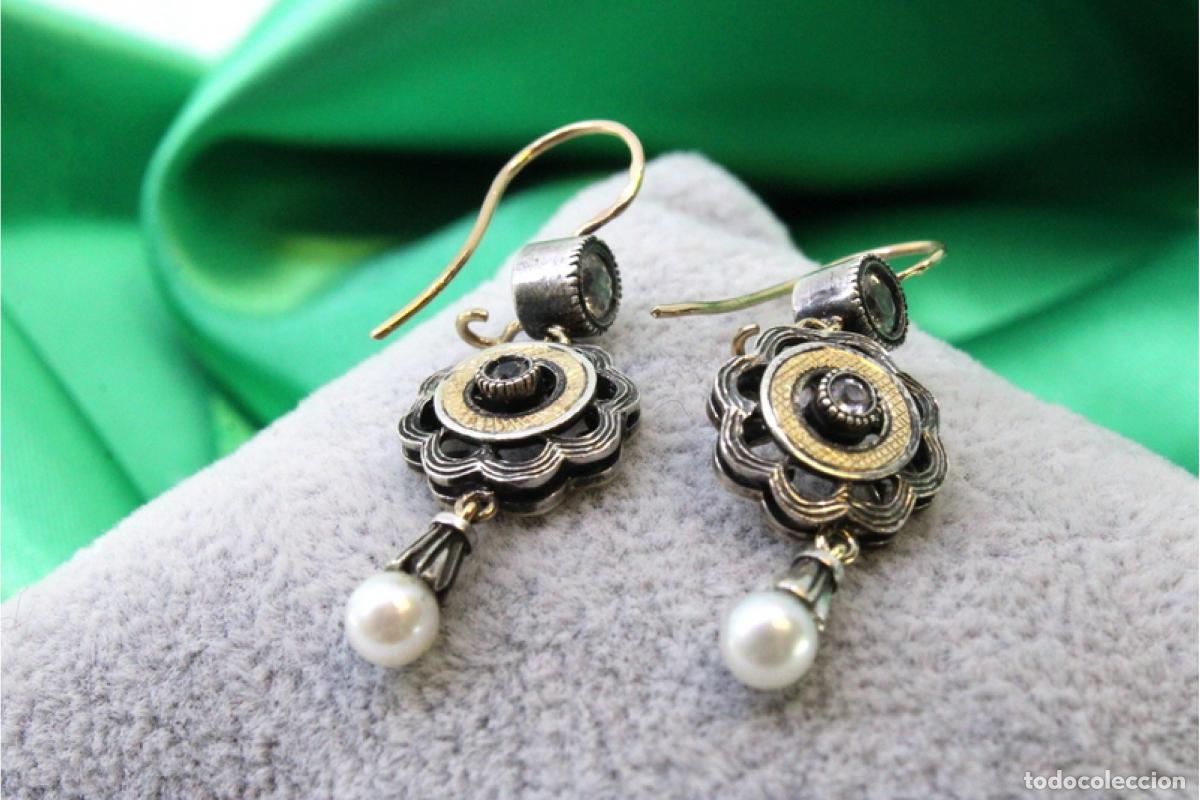 Joyeria: Pendientes en oro de 19,2K y plata con perlas. - Foto 2