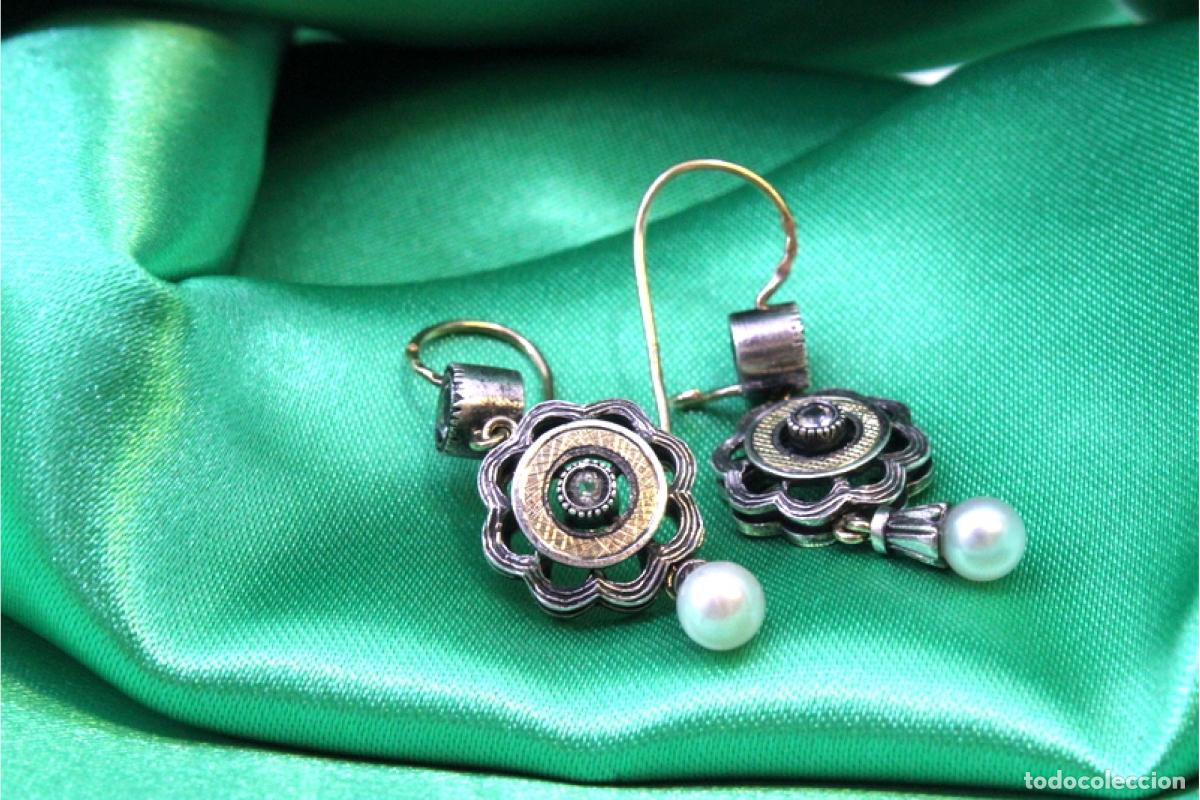 Joyeria: Pendientes en oro de 19,2K y plata con perlas. - Foto 4