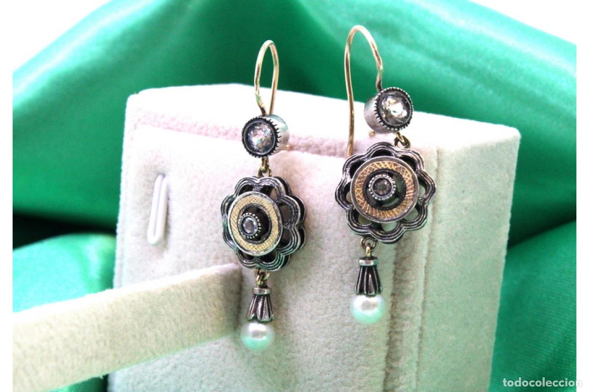 Joyeria: Pendientes en oro de 19,2K y plata con perlas. - Foto 6