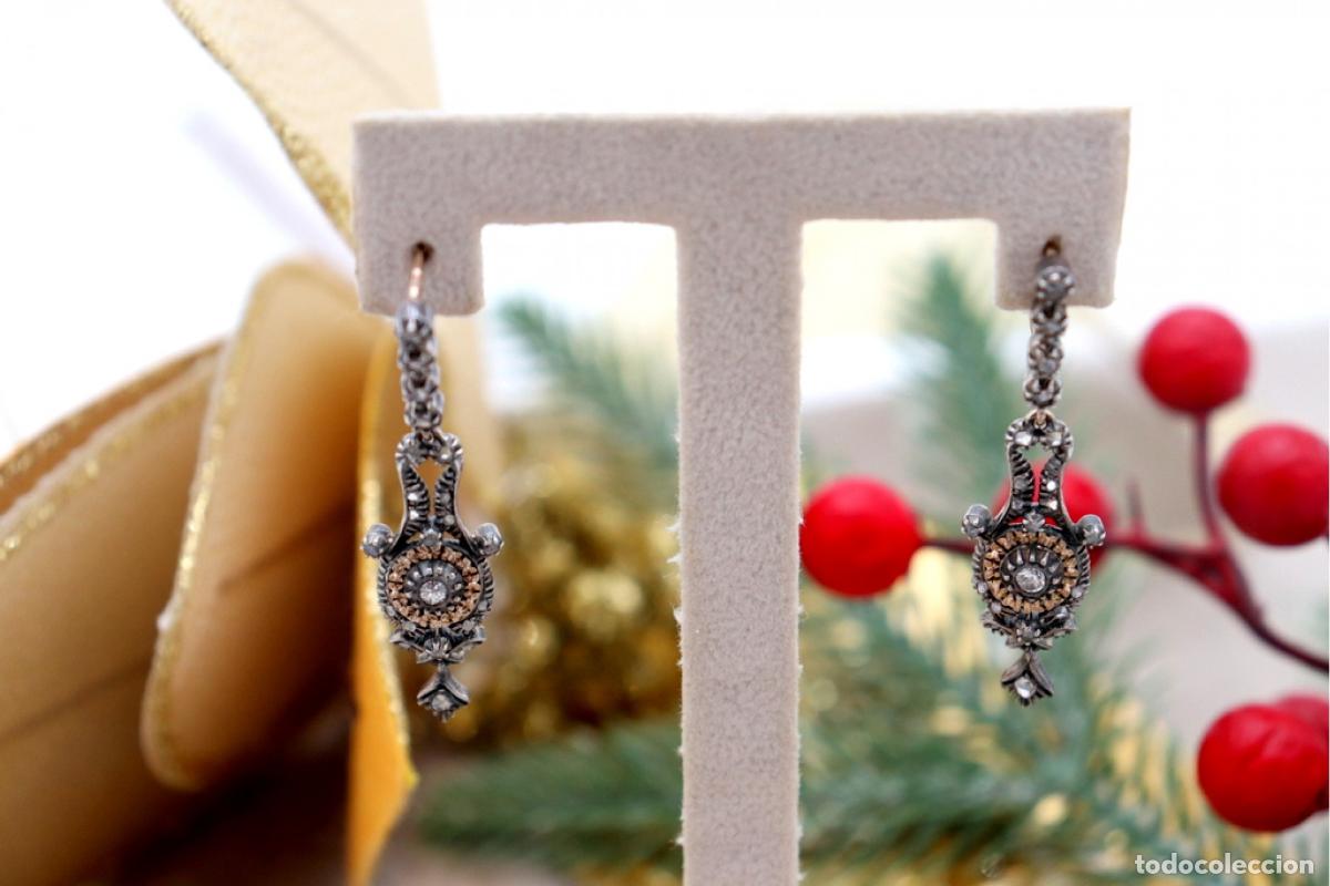 Joyeria: Pendientes en oro de 19,2K y plata con diamantes. - Foto 6