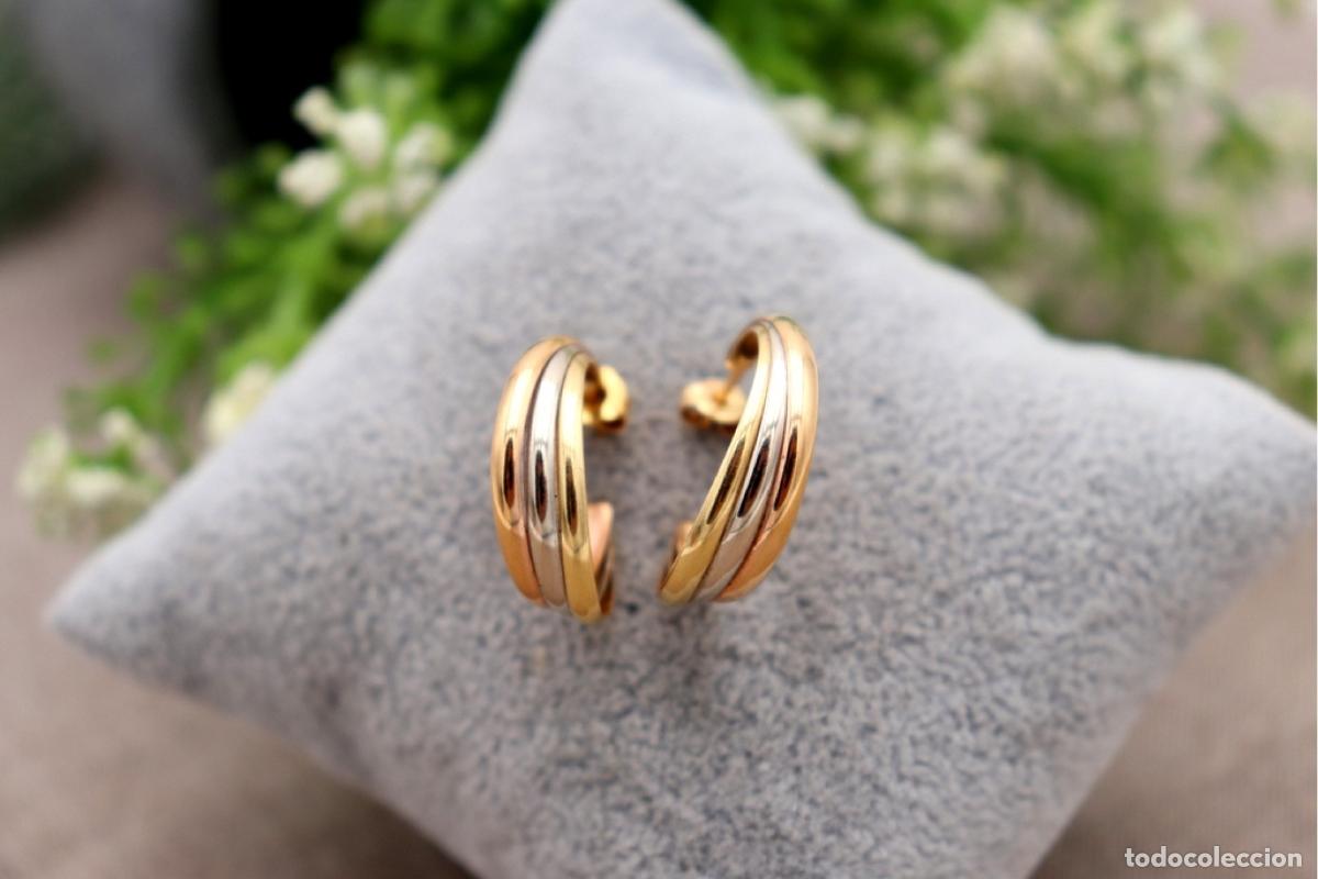 Joyeria: Pendientes en oro bicolor de 19,2K. - Foto 2