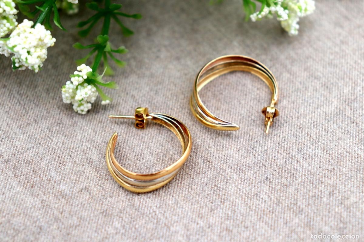 Joyeria: Pendientes en oro bicolor de 19,2K. - Foto 4