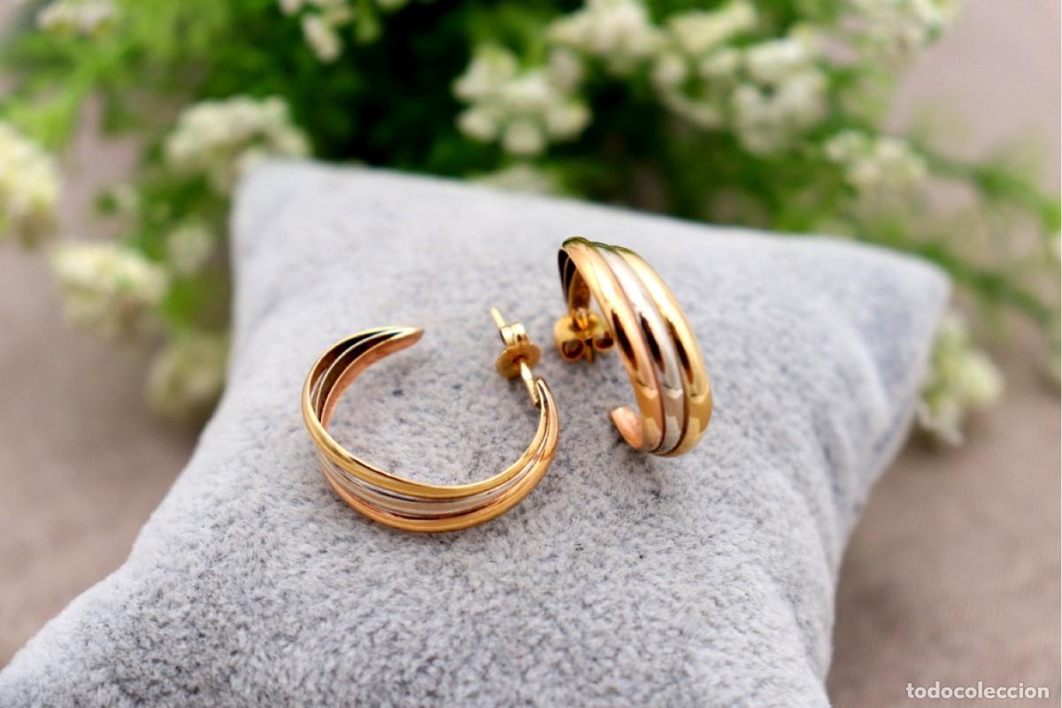 Joyeria: Pendientes en oro bicolor de 19,2K. - Foto 5