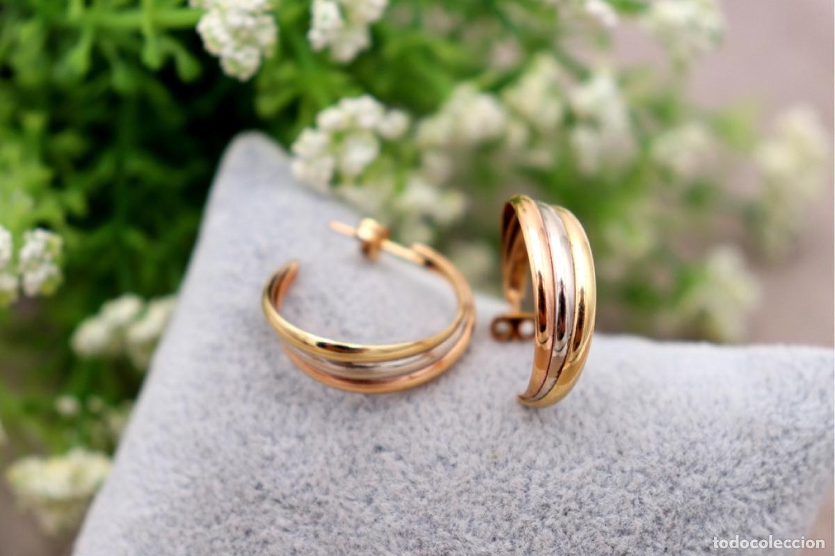 Joyeria: Pendientes en oro bicolor de 19,2K. - Foto 1