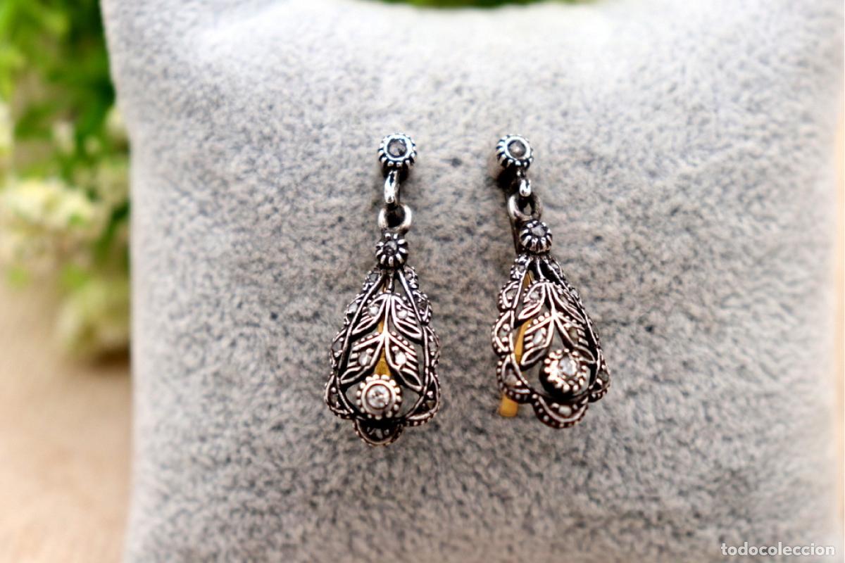 Joyeria: Pendientes en oro de 19,2K y plata con diamantes. - Foto 1