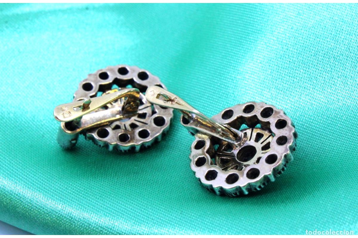 Joyeria: Pendientes en oro de 19,2K y plata con diamantes. - Foto 3