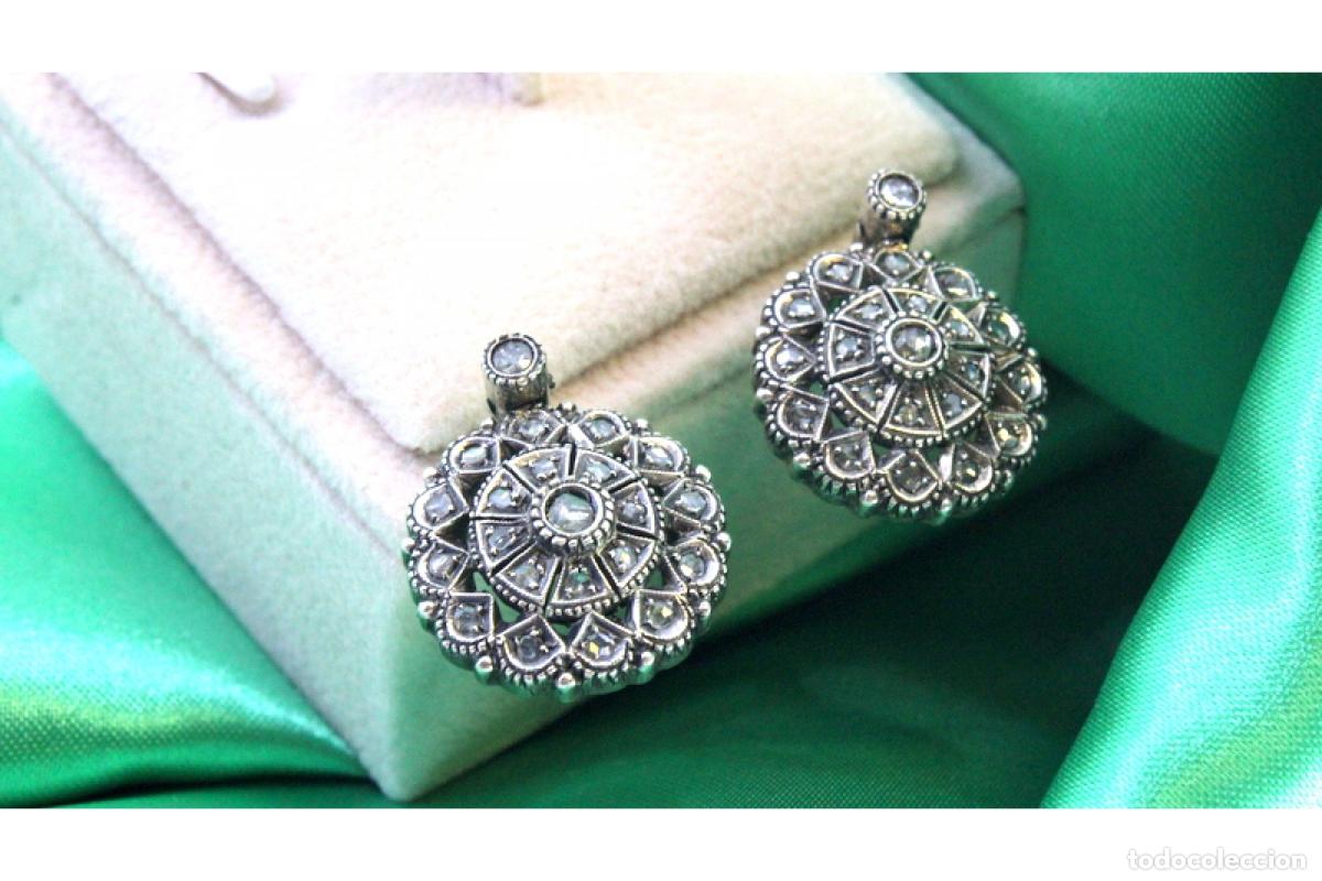 Joyeria: Pendientes en oro de 19,2K y plata con diamantes. - Foto 6