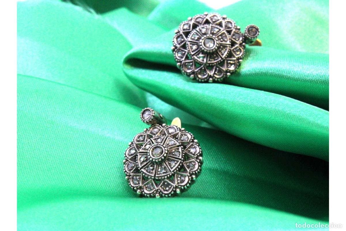 Joyeria: Pendientes en oro de 19,2K y plata con diamantes. - Foto 7