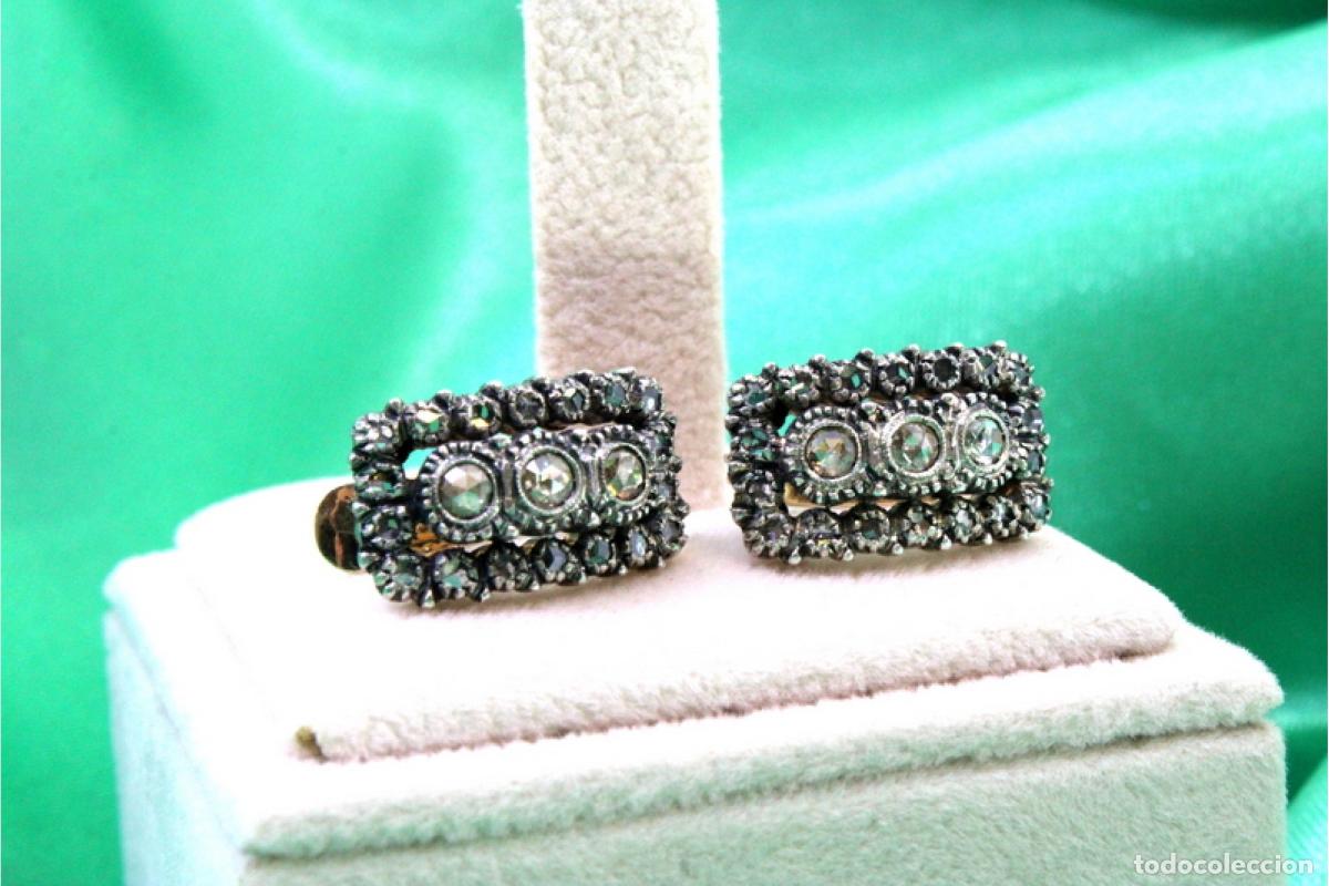 Joyeria: Pendientes en oro de 19,2K y plata con diamantes. - Foto 5