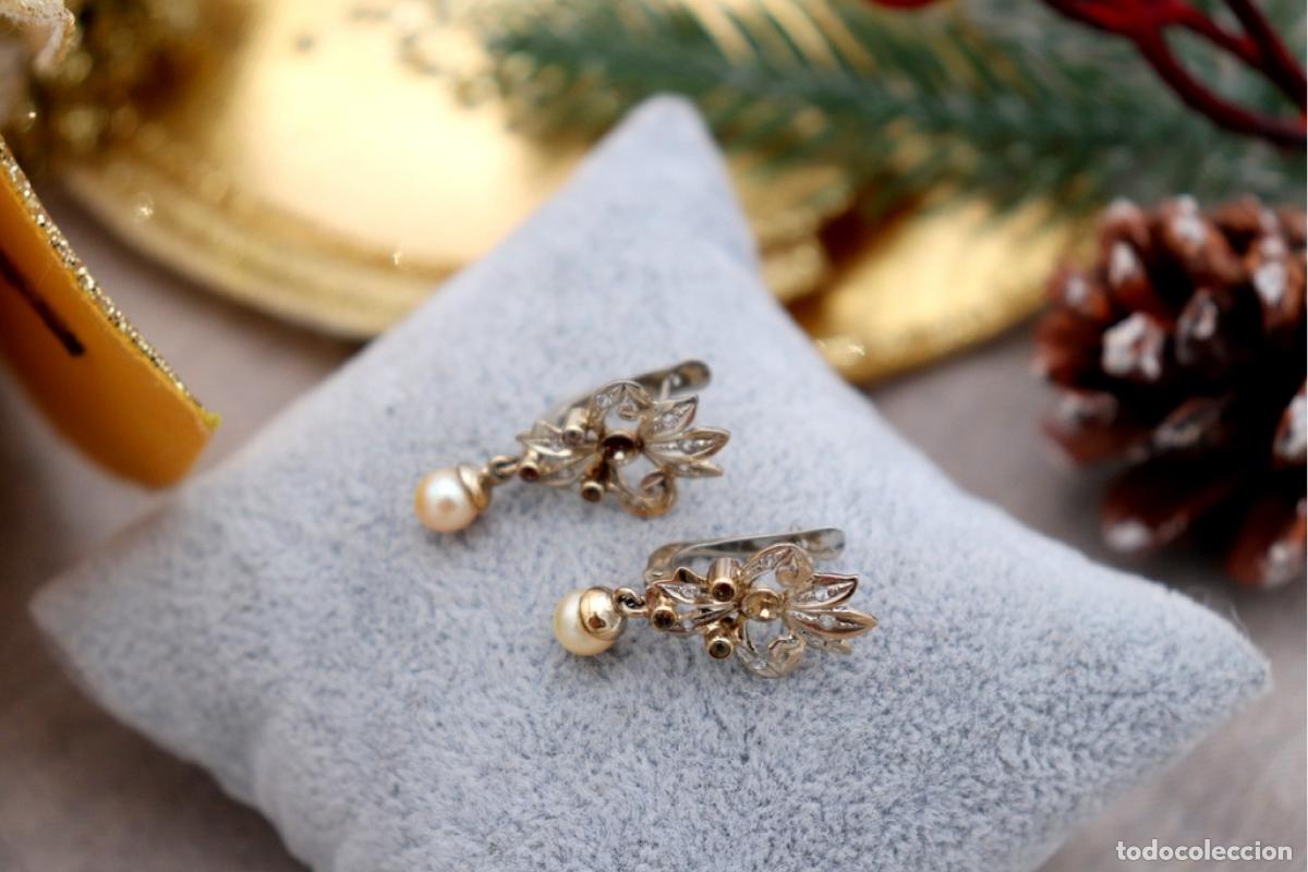 Joyeria: Pendientes en oro blanco de 19,2K con perlas. - Foto 2