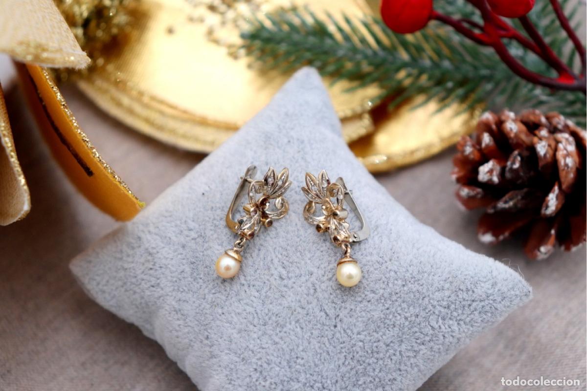 Joyeria: Pendientes en oro blanco de 19,2K con perlas. - Foto 4