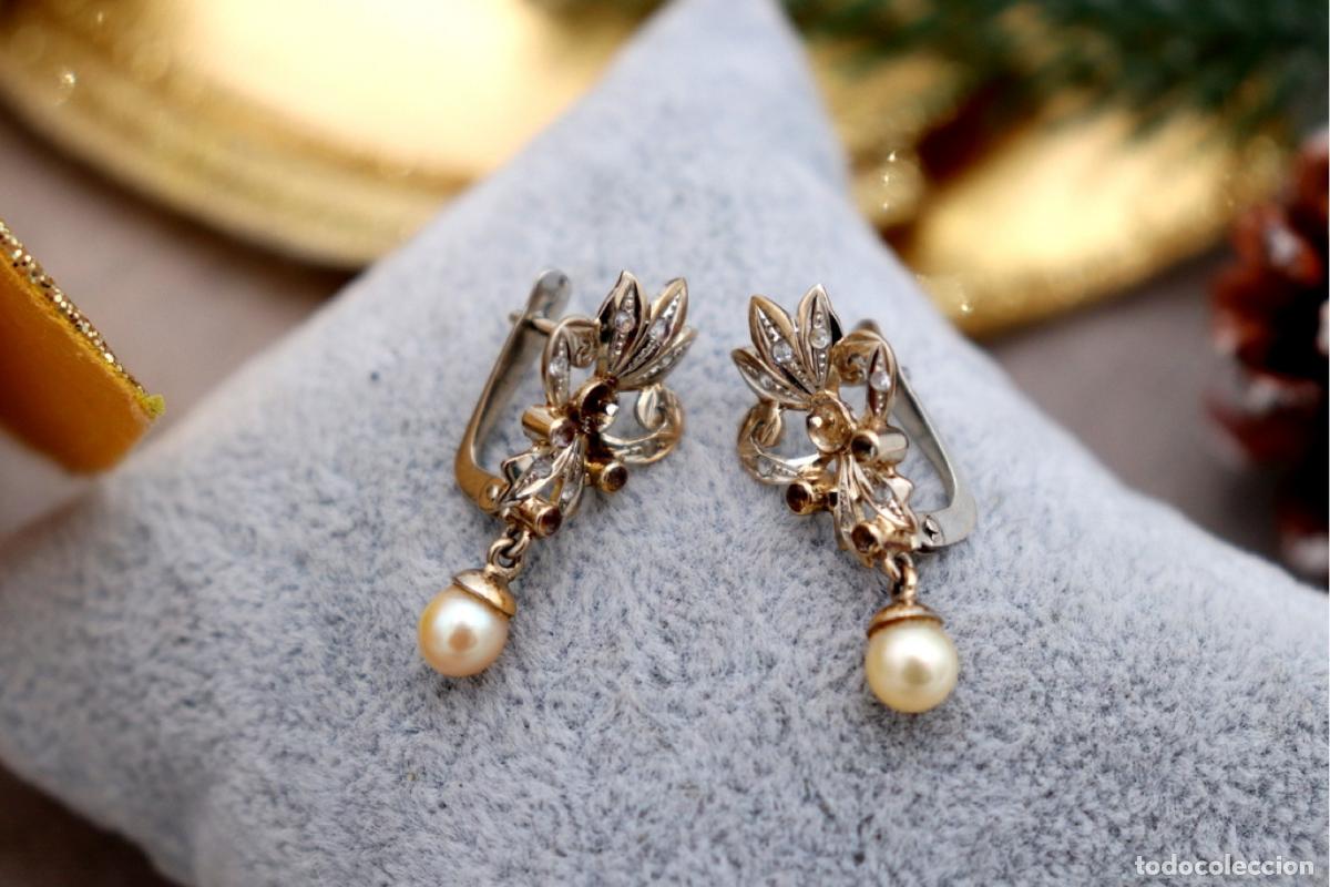 Joyeria: Pendientes en oro blanco de 19,2K con perlas. - Foto 1