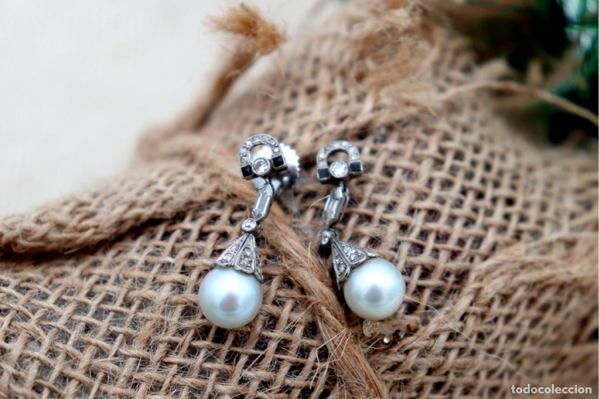 Joyeria: Pendientes de platino con diamantes y perlas. - Foto 5