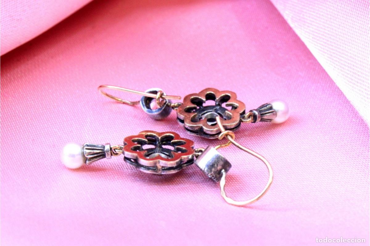 Joyeria: Pendientes en oro de 19,2K y plata con perlas. - Foto 3