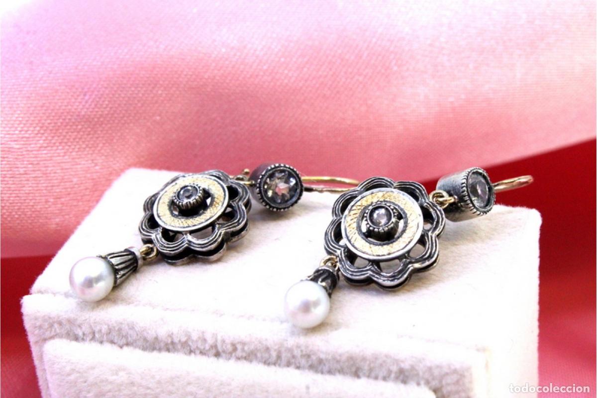Joyeria: Pendientes en oro de 19,2K y plata con perlas. - Foto 4