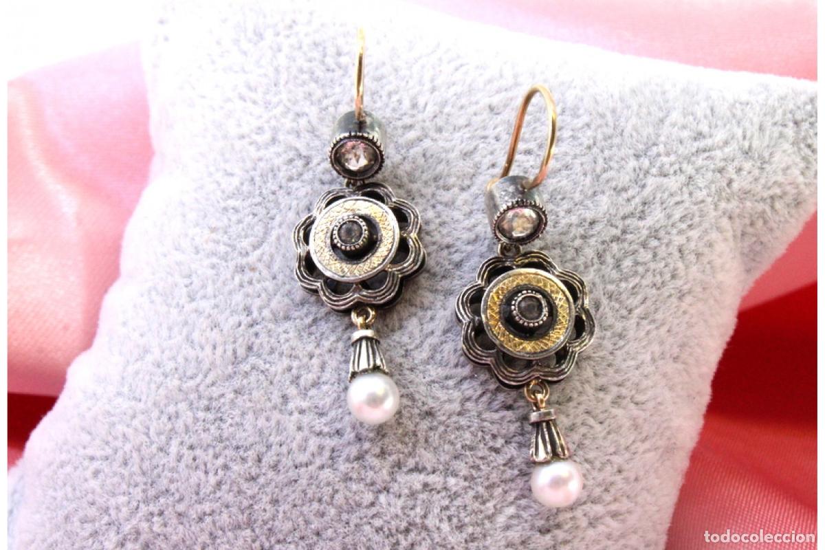 Joyeria: Pendientes en oro de 19,2K y plata con perlas. - Foto 6