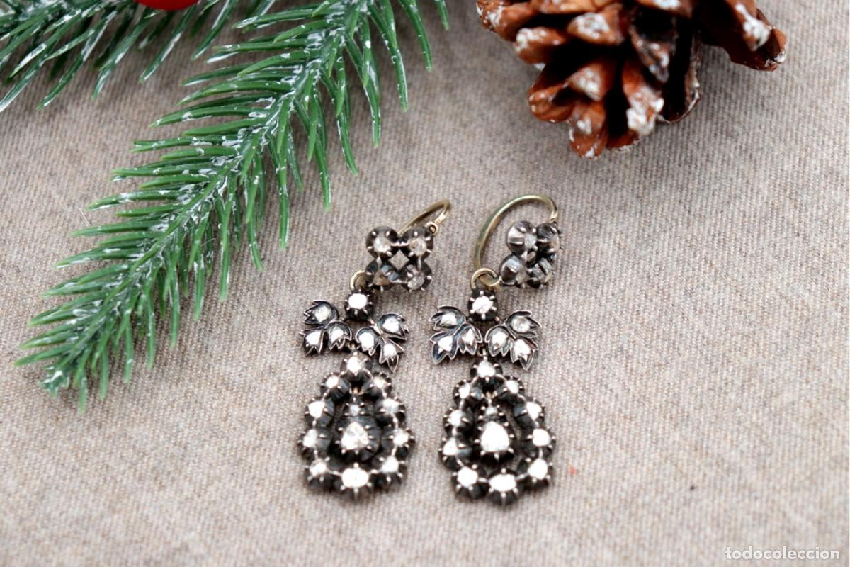 Joyeria: Pendientes de oro y plata con diamantes. - Foto 2