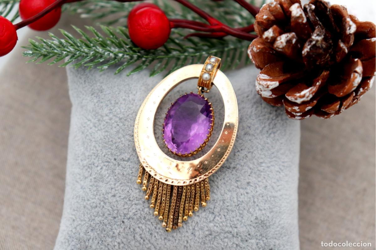 Joyeria: Broche de Oro 18K con perlas y amatista - Foto 4