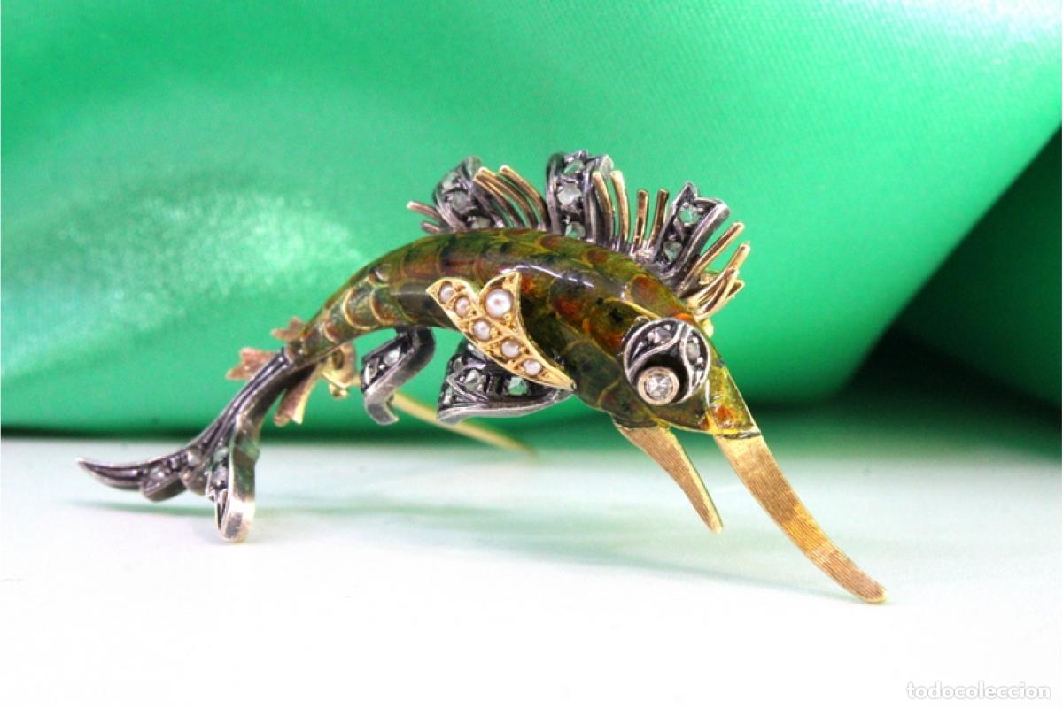 Joyeria: Broche de oro de 19,2 quilates con diamantes - Foto 1