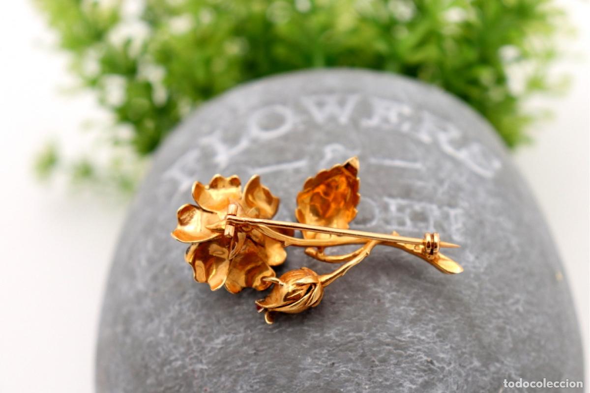 Joyeria: Broche de oro de 19,2 quilates con esmeralda - Rosa - Foto 4