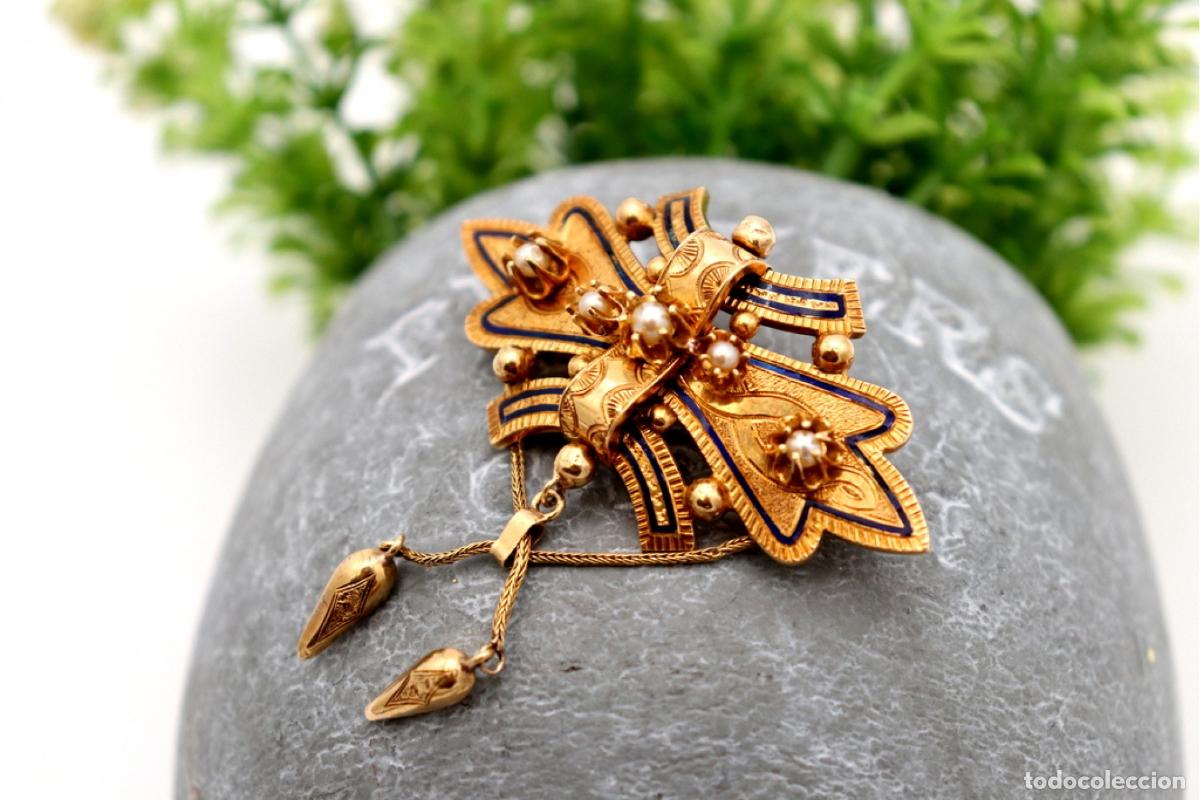 Joyeria: Broche de oro de 19,2 quilates con perlas - Foto 7