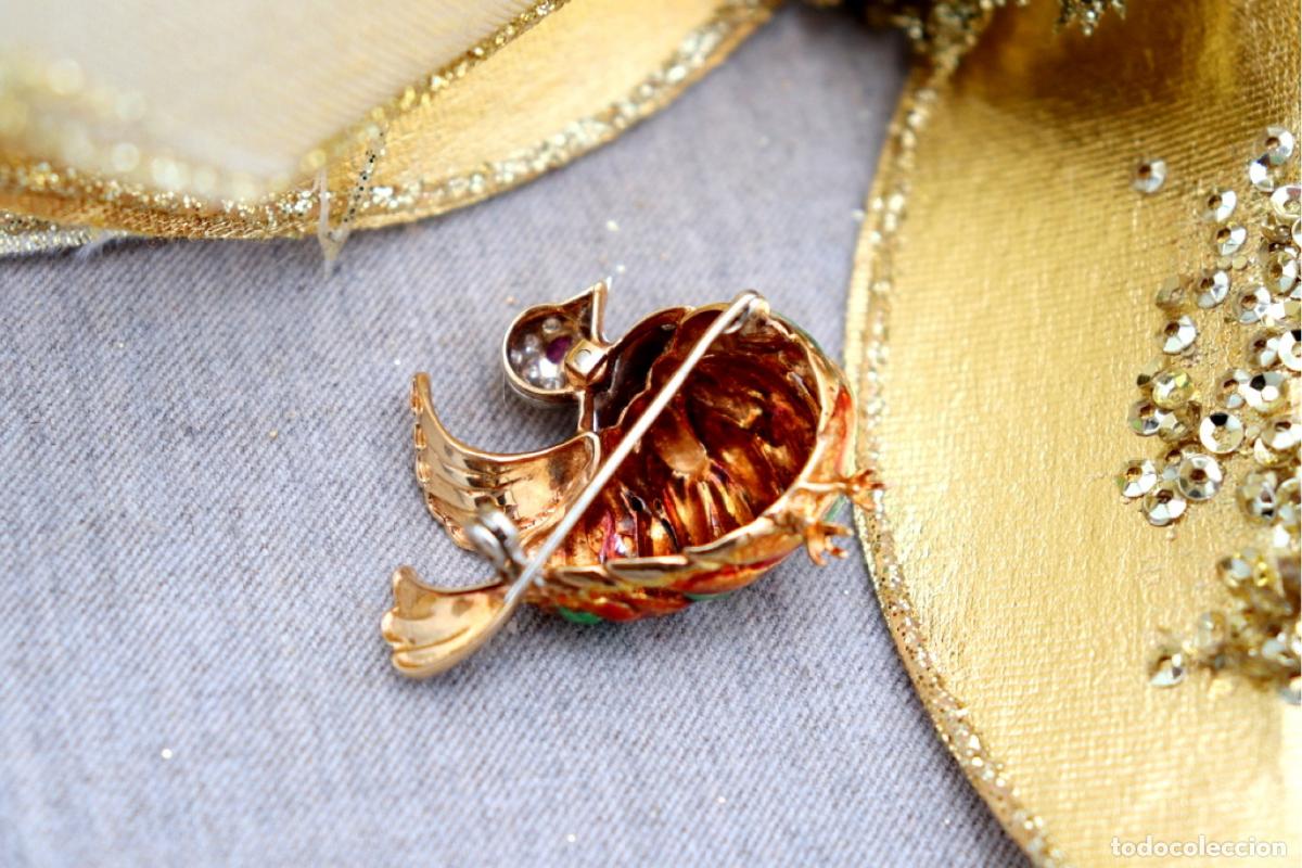 Joyeria: Broche de Oro 19,2K con diamantes y rub&iacute; - Ave - Foto 6
