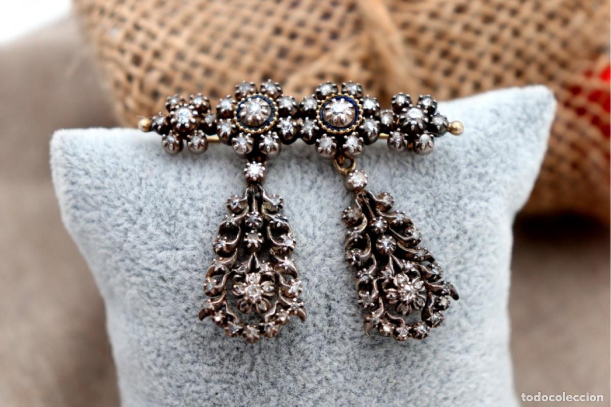 Joyeria: Broche en oro y plata de 19,2K con diamantes. - Foto 3