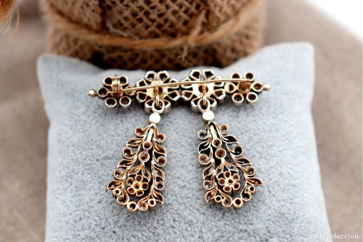 Joyeria: Broche en oro y plata de 19,2K con diamantes. - Foto 5
