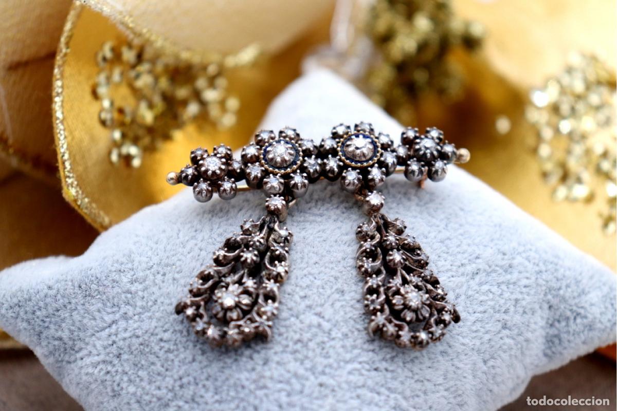 Joyeria: Broche en oro y plata de 19,2K con diamantes. - Foto 1